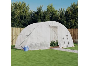 Serre de jardin avec cadre en acier blanc 10 m² 5x2x2,3 m