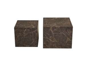 Lot de 2 tables basses prague carrées effet marbre marron