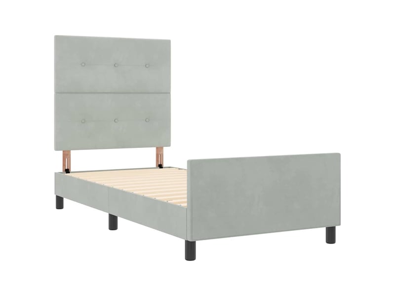  Lit simple- lit adulte -  lit à ressorts avec tête de lit gris clair 100 x 200 cm velours  - Conforama D