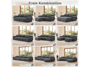 Canapé modulaire en u - tissu peluche - sans montage - fond antidérapant - coussins inclus - support ergonomique