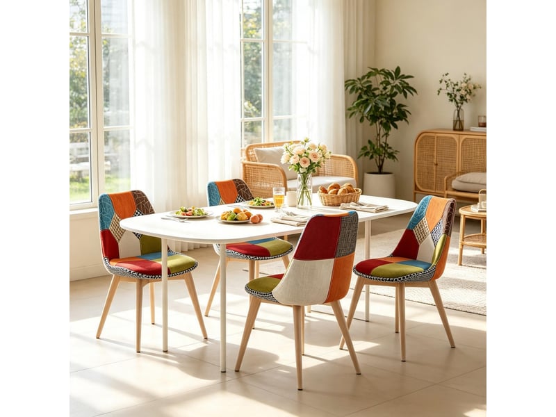 Chaises de salle à manger lot de 4 modernes avec siège rembourré et pieds bois élégants - Conforama B