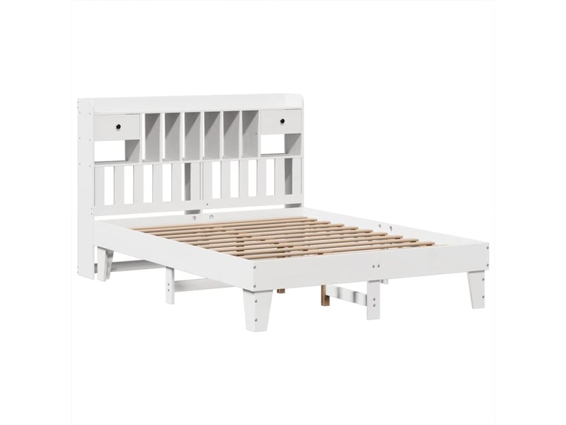  Lit double- lit adulte -  cadre de lit sans matelas blanc 150x200 cm bois de pin massif  - Conforama B