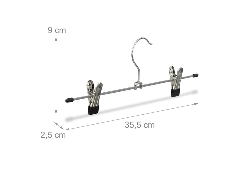  Lot de 10 cintres à pinces antidérapants polyvalents 9 x 35,5 x 2,5 cm en fer chromé noir 13_0006167  - Conforama C