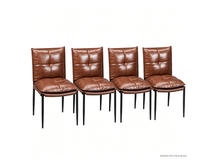 Lot de 4 chaises de salle à manger marron et noir, pieds en métal