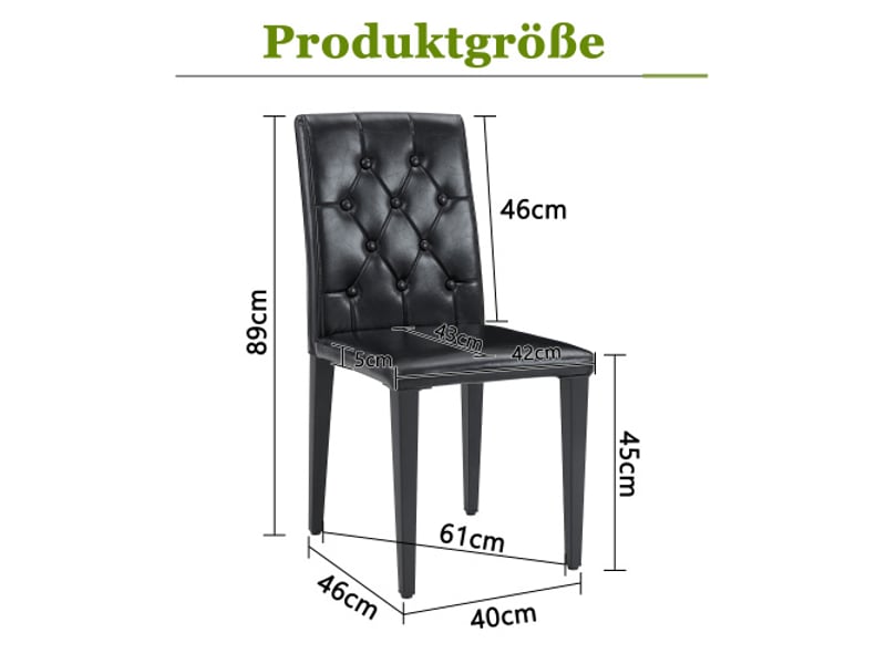  Lot de 4 chaises de salle à manger noires - luxe léger, piètement métal noir, design polyvalent  - Conforama C