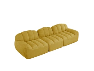 Canapé modulaire 3 places 288x104x79 cm, polaire granuleux, mousse 32d, assise profonde, jaune