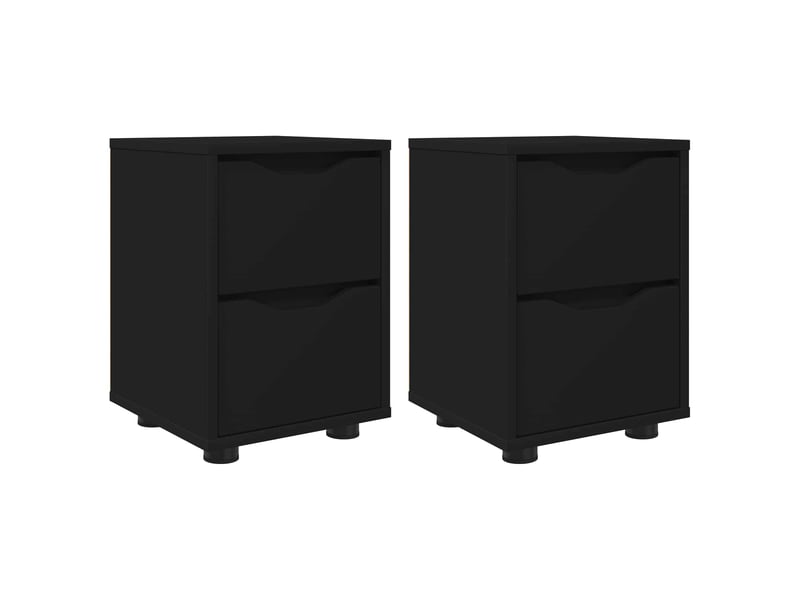  Tables de chevet - cabinet de chevet - table de nuit 2 pc noir 30,5 x 30 x 43 cm bois d'ingénierie  - Conforama A