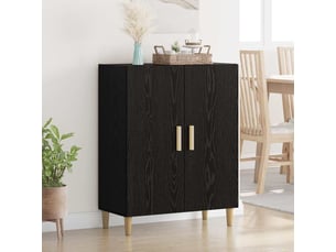 Buffet - bahut - meuble de rangement chêne noir 70 x 34 x 90 cm bois d'ingénierie