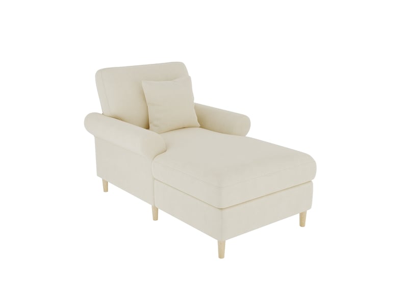 Canapé de salon, canapé pour séjour, en velours, beige, dossier inclinable, avec pouf, chambre, pour salon - Conforama B