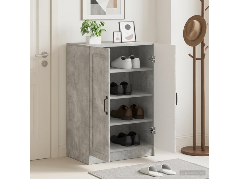  Meuble à chaussures, cabinet à chaussures utrecht 59,5x39,5x87 cm gris béton  - Conforama B