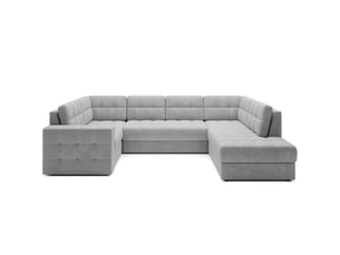Canapé d'angle convertible monteza gris 299 cm avec coffre et couchage