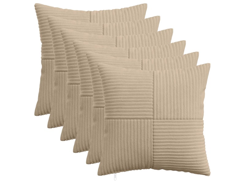 Lot de 6 housses de coussin almelo taupe 50 x 50 cm velours côtelé cf49891 - Conforama B