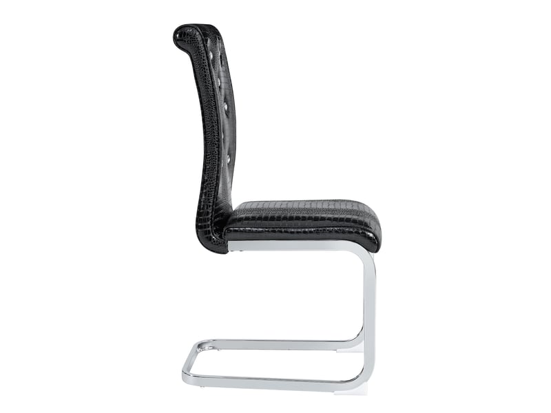 Lot de 2 chaises de salle à manger,effet crocodile avec pieds chromés,pvc,noir - Conforama D