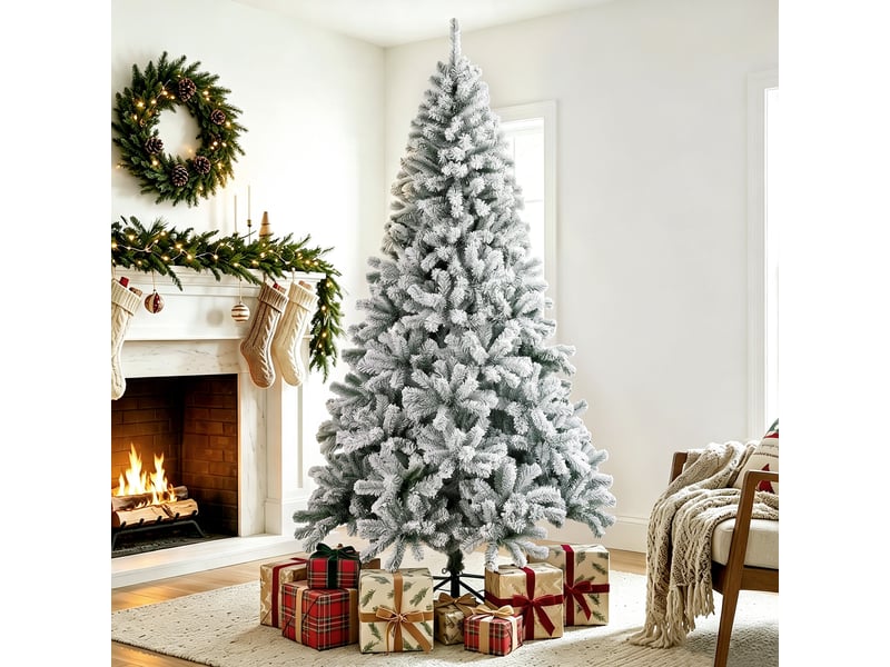  Sapin de noël enneigé de 220 cm avec 1000 pointes en pvc ignifugé  - Conforama C