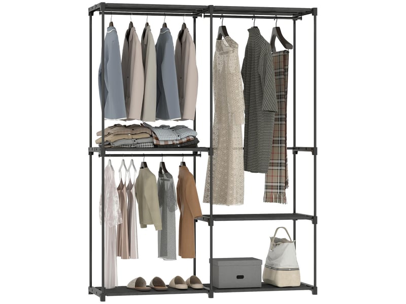  Armoire penderie en tissu et acier noir 142x43x185 cm  - Conforama A