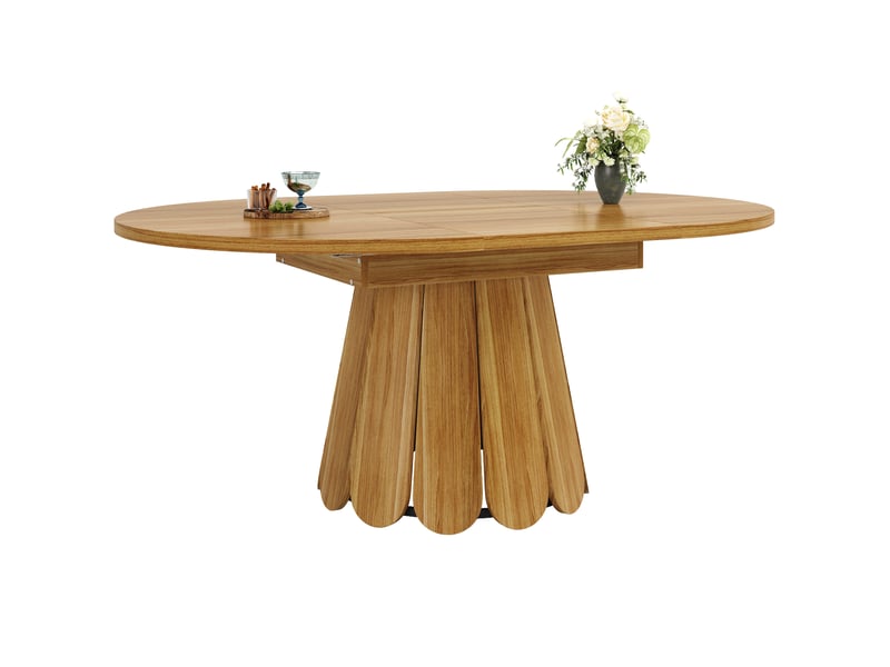 Table à manger extensible ronde, diamètre 118 cm à 158 cm, pour 6 personnes, brun - Conforama D