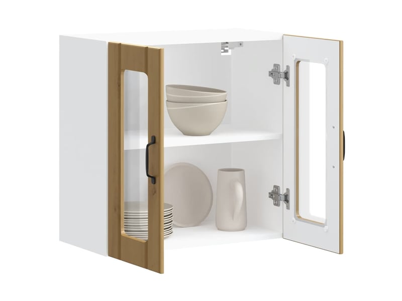  Armoire murale de cuisine avec porte vitrée lucca chêne artisanal bois d'ingénierie  - Conforama E