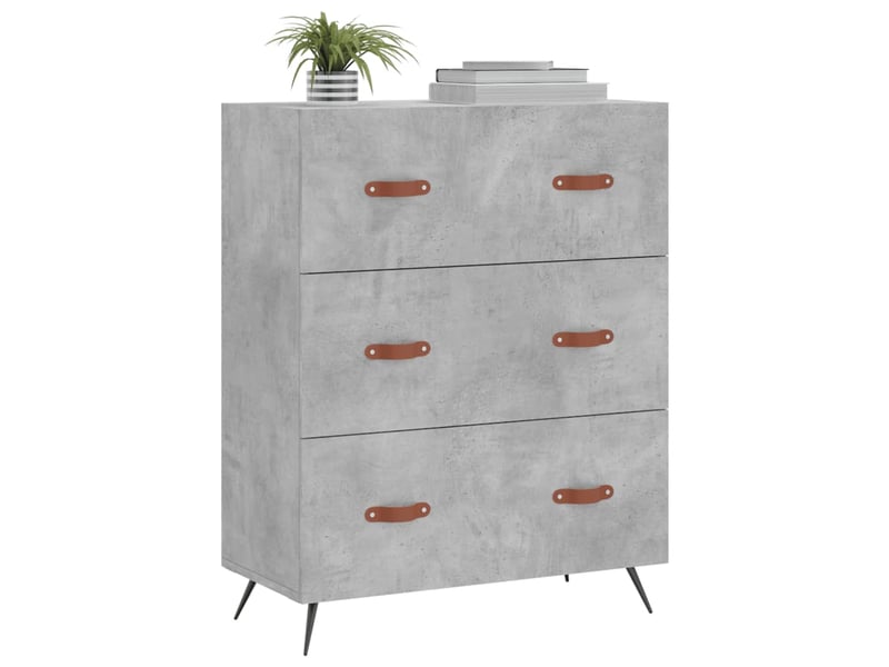  Commode chambre adulte, armoire à tiroirs gris béton 69,5x34x90 cm bois d'ingénierie  - Conforama C