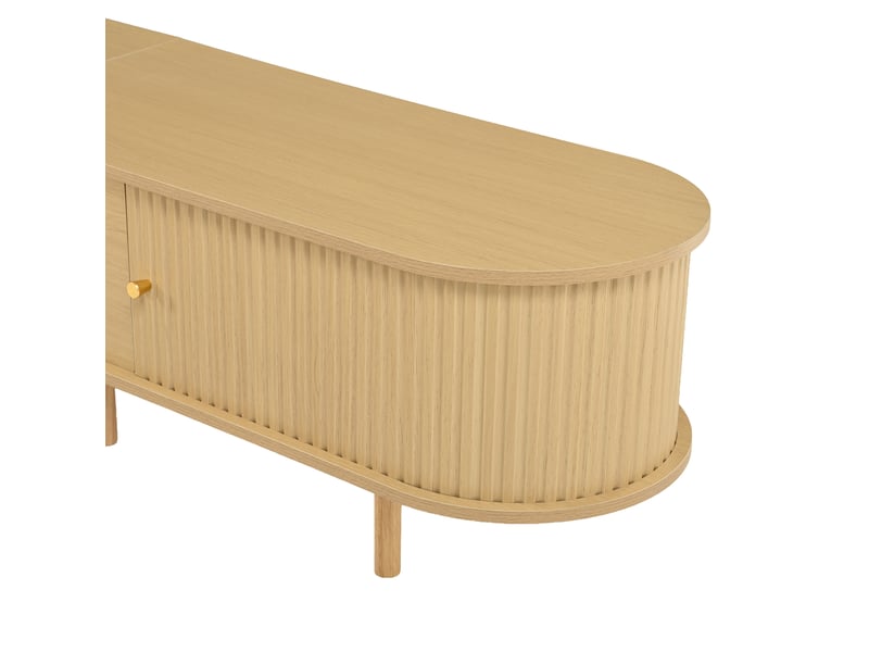  Meuble tv 180x40x40 cm portes à rideau mdf naturel  - Conforama D