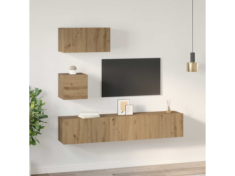  Ensemble meuble tv - banc tv - meuble de rangement 3 pcs chêne artisanal bois d'ingénierie  - Conforama D