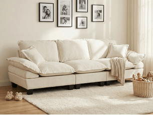 Canapé droit fixe <strong>BGSRYAO</strong> <strong></strong> 3 places Tissu beige