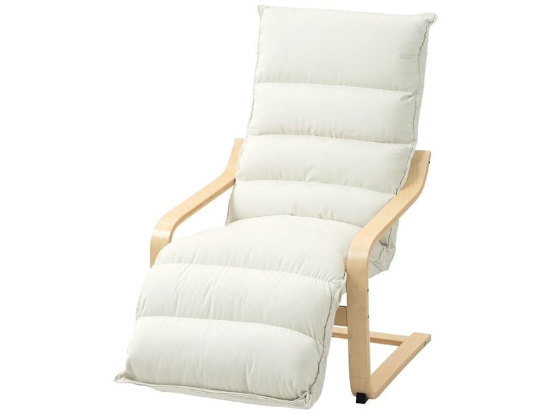  Fauteuil relax avec repose-pieds réglable en bouleau blanc crème 67x114x105 cm  - Conforama B