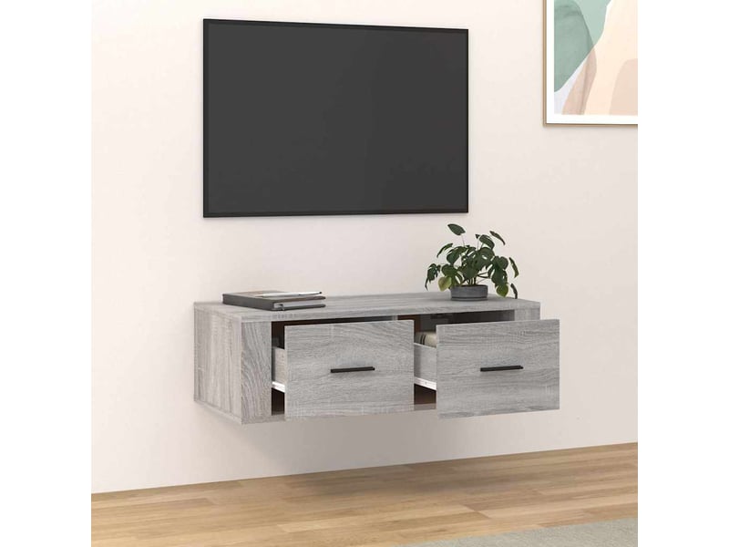  Armoire tv suspendue sonoma gris 80x36x25 cm bois d'ingénierie  - Conforama C