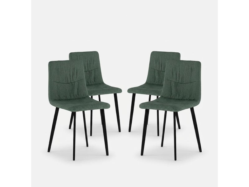  Lot de 4 chaises rembourrées en tissu facile à nettoyer daisy - vert foncé  - Conforama A