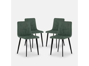 Lot de 4 chaises rembourrées en tissu facile à nettoyer daisy - vert foncé