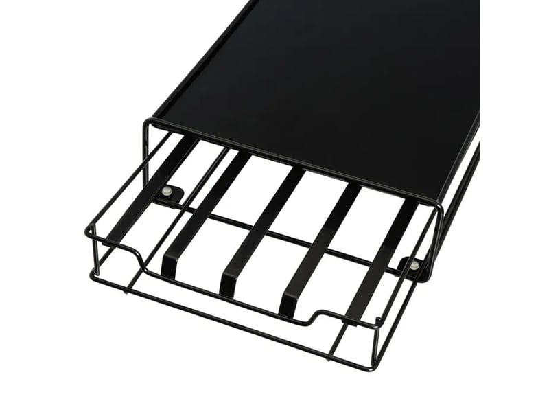 Tiroir rangement porte-capsules de café 32 emplacements en métal noir mat,plateau support pour machine à café - longueur 21 x profondeur 31 x hauteur 7,5 cm - Conforama C