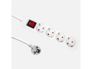Multiprise fabrilamp florey 4 prises avec interrupteur câble 1,5 m 3680 w blanc