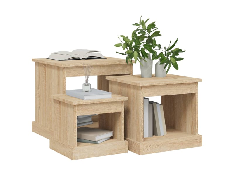  Tables basses 3 pcs | table de salon chêne sonoma bois d'ingénierie  - Conforama D
