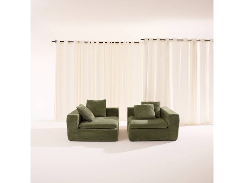  Canapé modulable tissu chenille 3 places vert - movi  - Conforama C