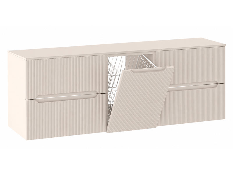 Ensemble salle de bain avec panier à linge et plan novo l.160 cm cachemire mat - Conforama A