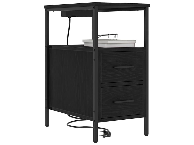  Table de chevet avec tiroir 2 pièces chêne noir 30 x 48 x 61 cm  - Conforama C
