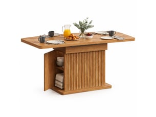 Table à manger extensible 120-160x80 cm avec rangement, aspect bois marron foncé