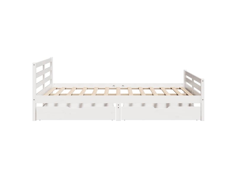  Lit double- lit adulte -  cadre de lit sans matelas blanc 135x190 cm bois de pin massif  - Conforama D