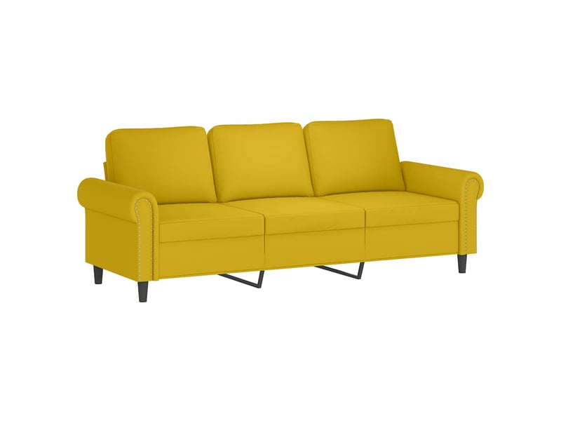 Canapé 3 places, canapé droit fixe avec repose-pieds jaune 180 cm velours shl71913 - Conforama D