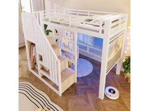 Lit mezzanine 90x200 cm <strong></strong>  <strong></strong> coloris blanc