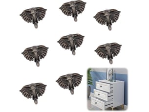 Ensemble de 8 boutons vintage en forme d'éléphant, tirateurs créatifs en zinc pour meubles, armoire à vêtements et commodes
