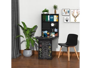 Table murale pliante avec tableau blanc, 60 cm x 94,5 cm x 147 cm, noire