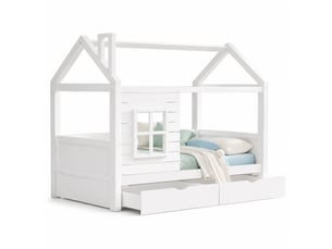 Lit cabane 90x200 cm STILVORA   coloris blanc