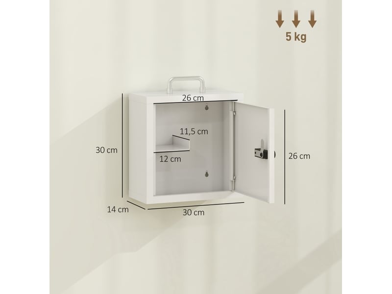  Armoire à pharmacie murale 30x14x30 cm avec serrure à combinaison métal blanc  - Conforama E
