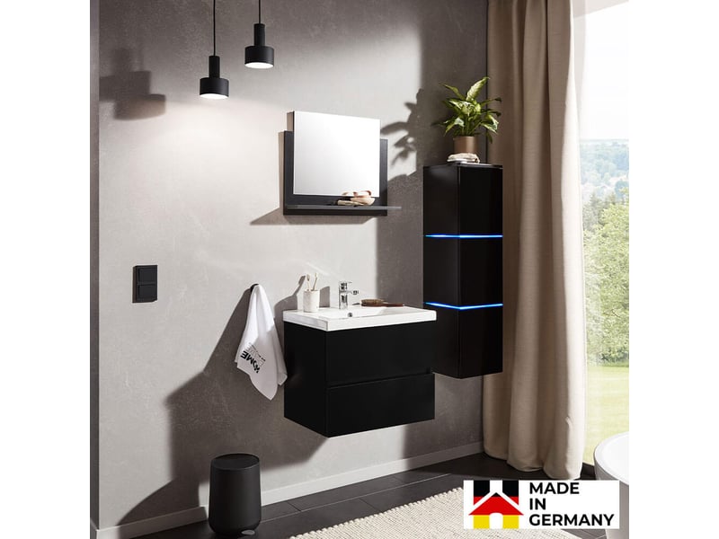 Home deluxe - ensemble de meubles de salle de bain - wangerooge deluxe - taille : l, couleur : noir, largeur lavabo : environ 60 cm i meuble de salle de bain lavabo - Conforama B