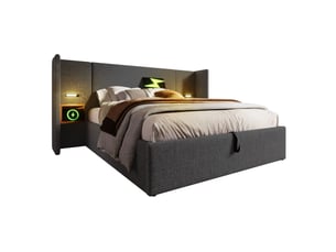 Lit avec rangement 160x200 cm TCQPZ   coloris gris