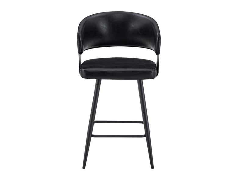 Chaise de salle à manger moderne lot de 2 avec accoudoirs et dossier en pu noir pour cuisine et restaurant - Conforama A