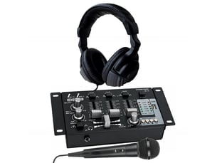 Hq power promix50u table de mixage mp3 stéréo 2 canaux, 2 entrées micro et 1 entrée usb, sono dj, casque et microphone
