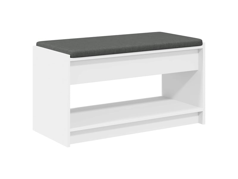  Banc d'entrée blanc 83x38x45 cm bois ingénierie et tissu  - Conforama A