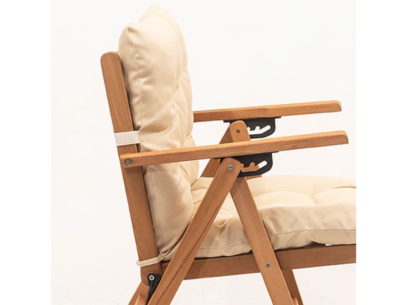  Chaise de jardin pliante en bois inclinable tavren - crème  - Conforama D