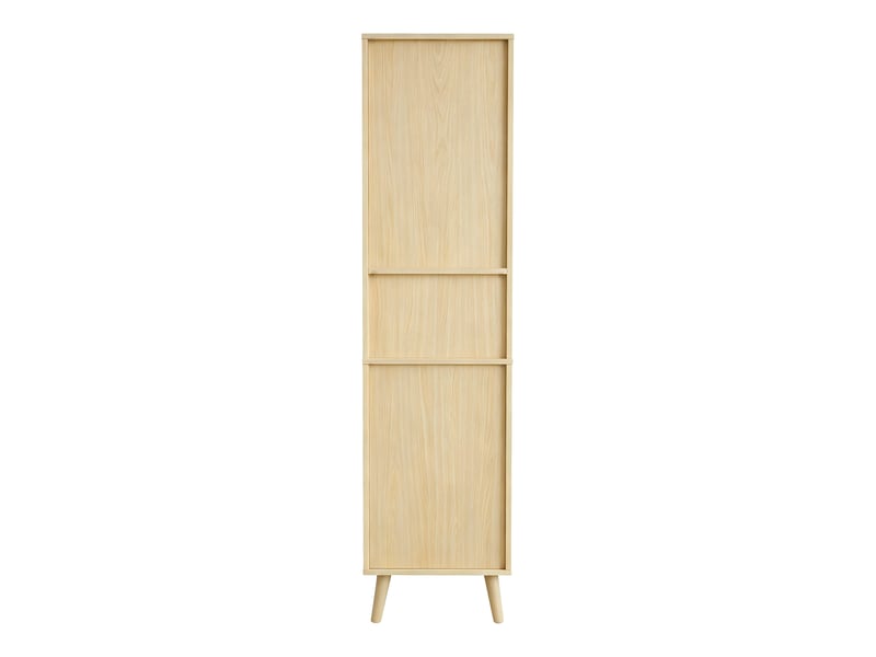 Colonne salle de bain bois naturel 40 × 30 × 166 cm, portes rotin, tiroir - Conforama E